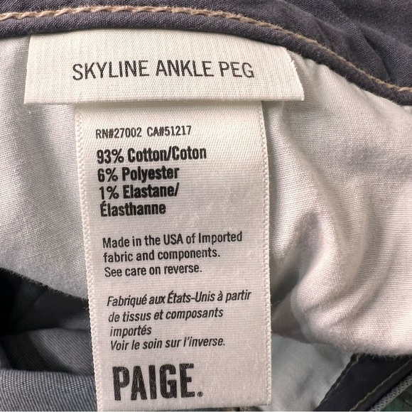 Paige Skyline Ankle Peg Distressed Skinny Jeans Size 32 - Picture 10 of 14